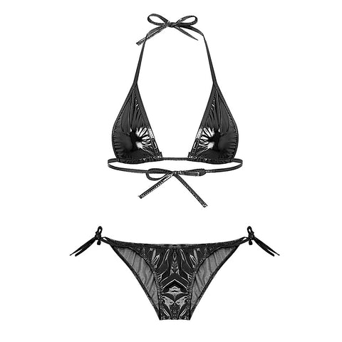 Metallic Ruched Tie Side Micro Bikini by Love In Leather