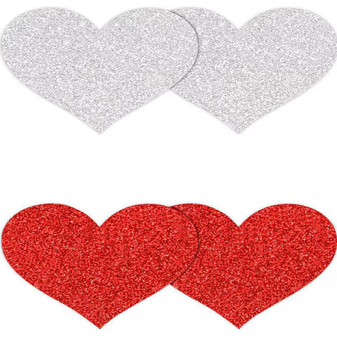 Pretty Glitter Hearts Shape Nipple Pasties by NS Novelties