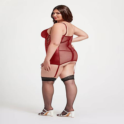 Midnight Love Vegan Leather Two Piece Chemise and Panty Set
