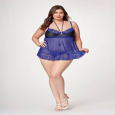 Seven Til Midnight The Romantic Two Piece Babydoll Set Blue
