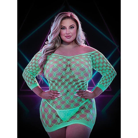Lapdance Lingerie Glow In The Dark Mini Dress with Sleeve