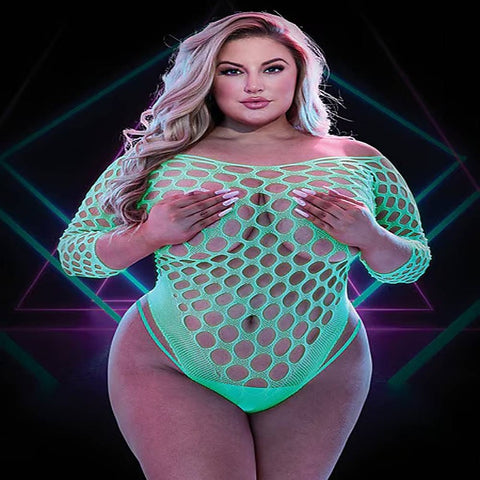 Glow In The Dark Fishnet Teddy by Lapdance Lingerie