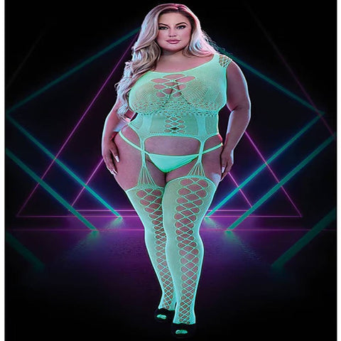 Glow In The Dark Fishnet Keyhole Bodystocking