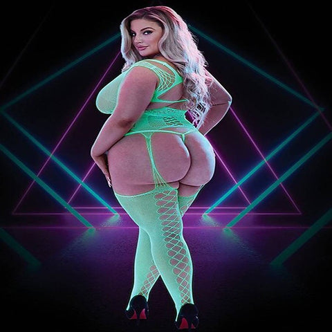 Glow In The Dark Fishnet Keyhole Bodystocking