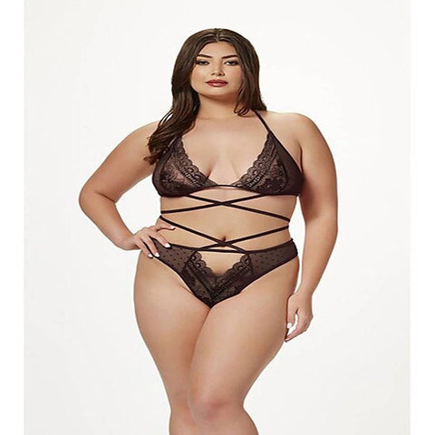 2 Piece Halter Bra and Criss Cross Panty Set