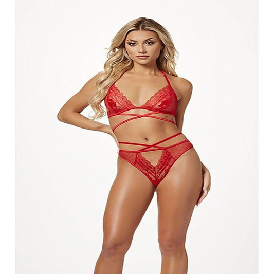2-Piece Halter Bra and Criss Cross Panty Set