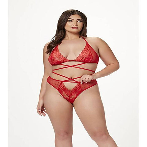 2-Piece Halter Bra and Criss Cross Panty Set