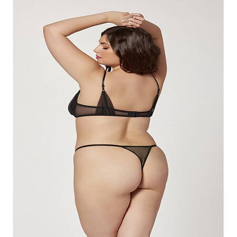Two Piece Mesh and Rhinestone Bra And Panty Set