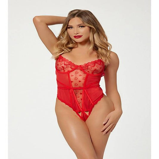 Heart Mesh Womens Teddy by Seven 'til Midnight