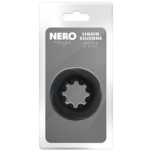 Nero Liquid Silicone Nubbed Cock Ring by Evolved