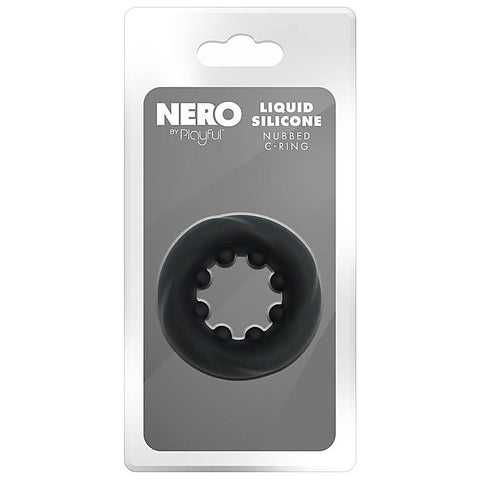 Nero Liquid Silicone Nubbed Cock Ring by Evolved