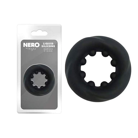 Nero Liquid Silicone Nubbed Cock Ring by Evolved