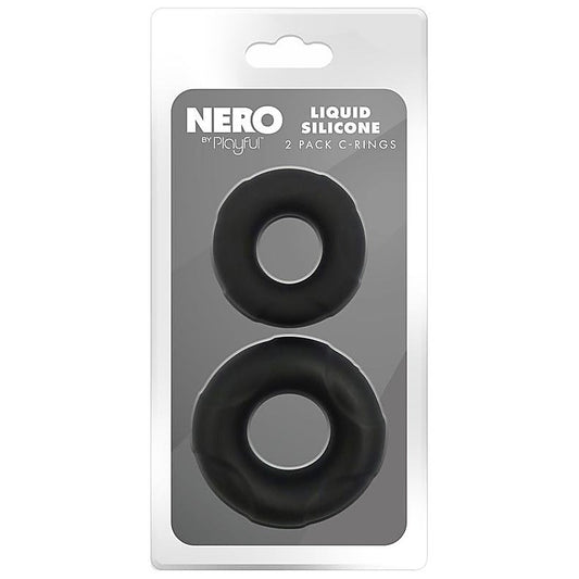Playful Nero Liquid Silicone 2 Pack Cock Rings by Evolved