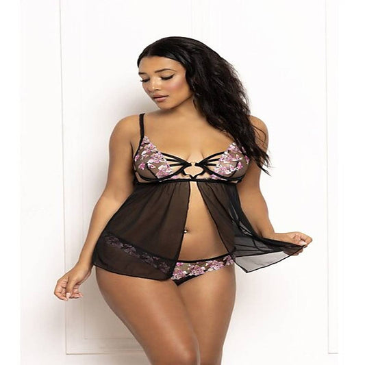 Two Piece Multicolored Embroidered Floral Galloon Lace and