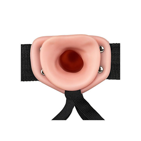 REALROCK Vibrating Hollow Strap-On Dildo Flesh by Shots Toys