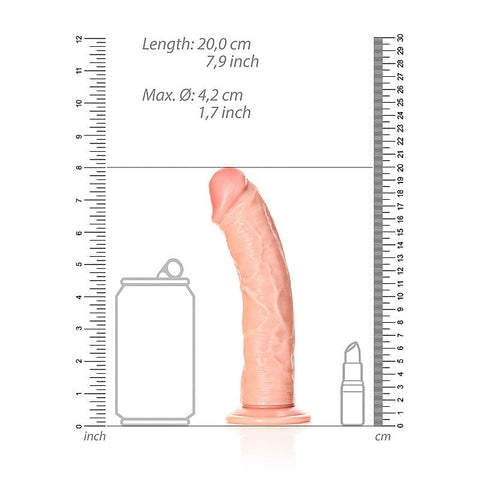 REALROCK Realistic Regular Curved Dildo with Suction Cup Flesh