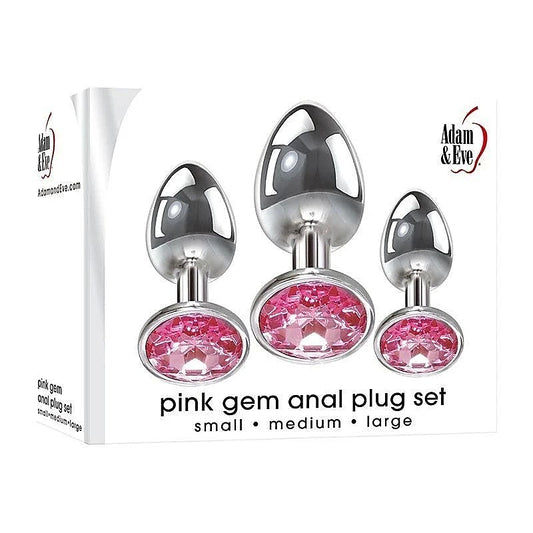 Pink Gem 3 Sizes Metallic Anal Plug Set by Adam & Eve