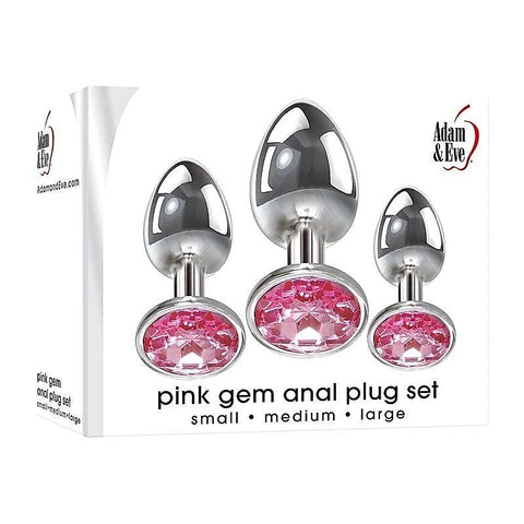 Pink Gem 3 Sizes Metallic Anal Plug Set by Adam & Eve