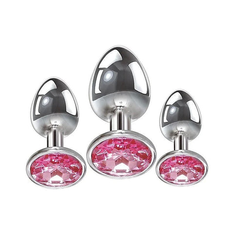 Pink Gem 3 Sizes Metallic Anal Plug Set by Adam & Eve