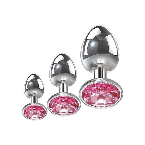 Pink Gem 3 Sizes Metallic Anal Plug Set by Adam & Eve