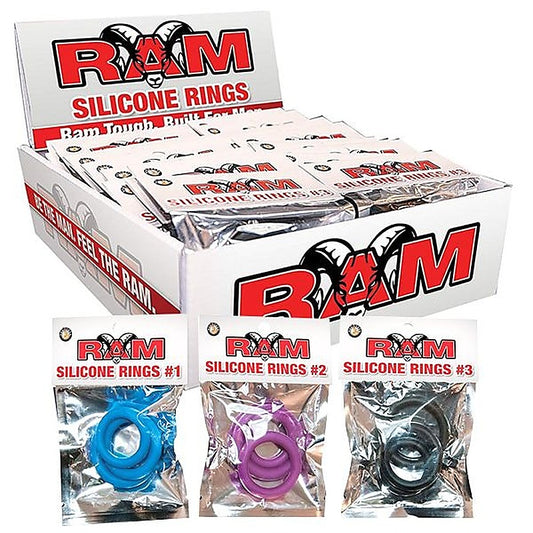 RAM 24 Silicone Cock Rings Pop Box by Nasstoys