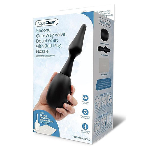 AquaClean Silicone 1-Way Valve Douche Set with Beaded Nozzle
