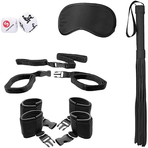 OUCH Black and White Bed Post Bindings Restraint Kit