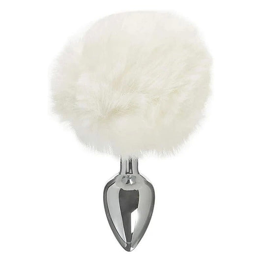 Tailz Semi-Flexible White Bunny Tail Anal Plug by XR Brands