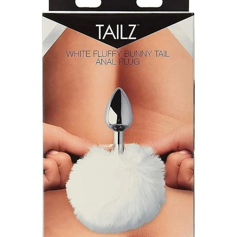 Tailz Semi-Flexible White Bunny Tail Anal Plug by XR Brands