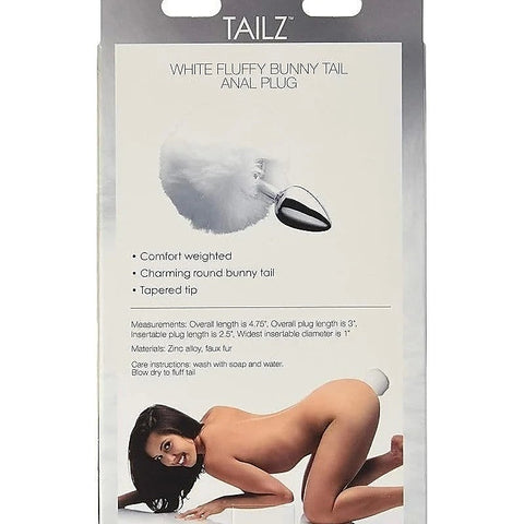 Tailz Semi-Flexible White Bunny Tail Anal Plug by XR Brands