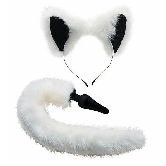 Tailz White Fox Tail Anal Plug and Ears Set by XR Brands