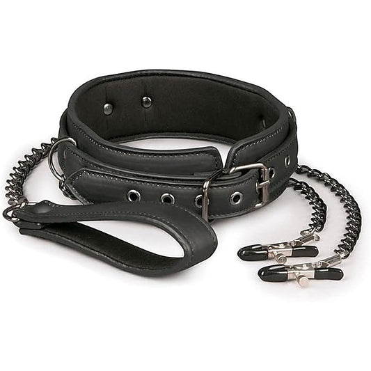 Fetish Collection Bondage Collar With Nipple Chains