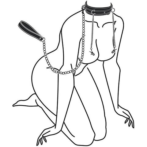Fetish Collection Bondage Collar With Nipple Chains