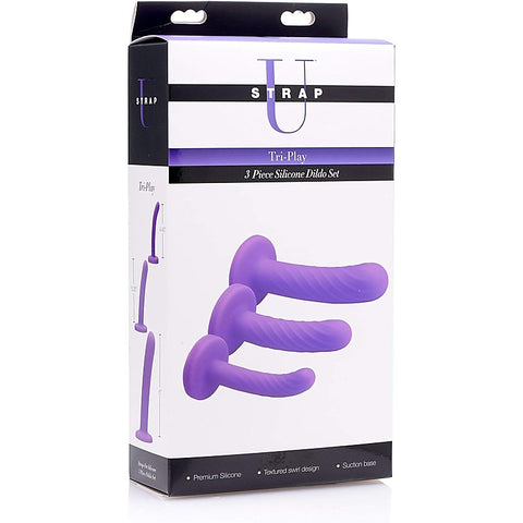 Tri Play Silicone Dildo Set 3 Piece by XR Brands