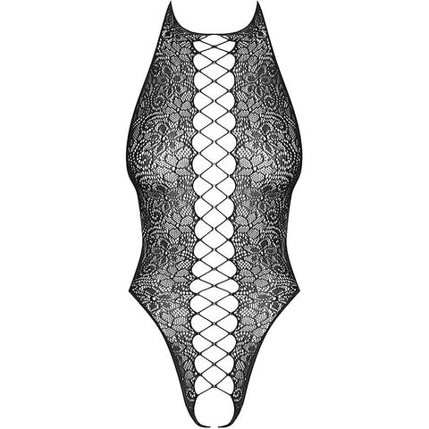 Open Crotch Center Stitch Halter Teddy by Obsessive