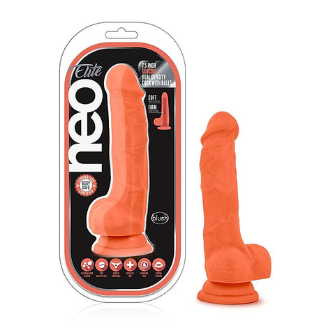 Neo Elite 7.5 inch Silicone Dual Density Realistic Cock with Balls