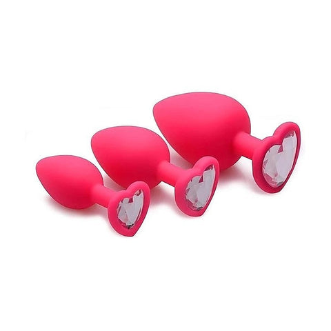 Pink Hearts Silicone Anal Plugs 3 Piece by XR Brands