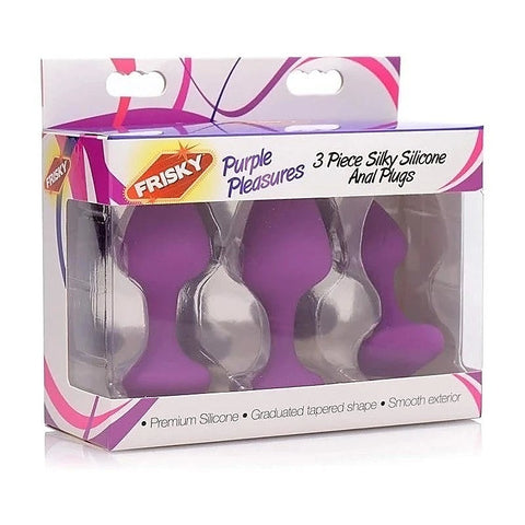 Frisky Purple Pleasures Silicone Anal Plugs by XR Brands