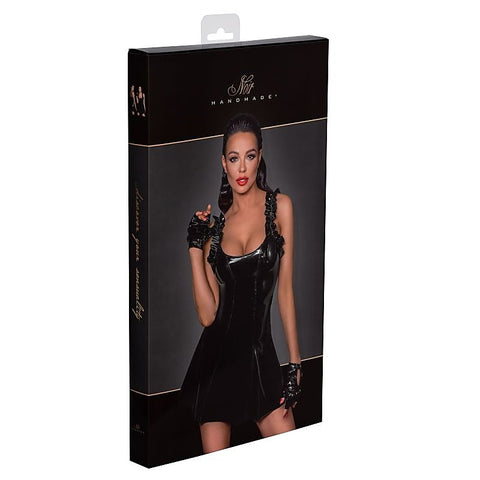 Short PVC Dress With Frilled Shoulder Straps