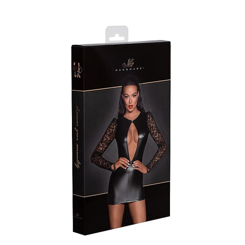 Power Wetlook Women Short Dress With Lace Sleeves