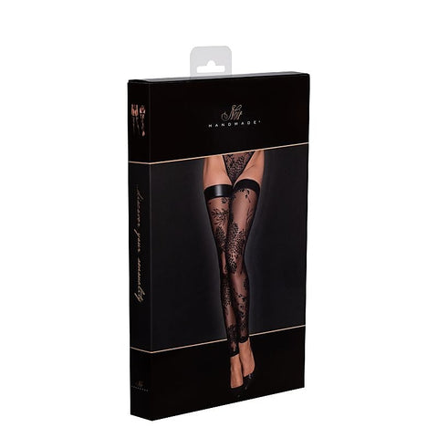 Tulle Stockings with Patterned Flock Embroidery