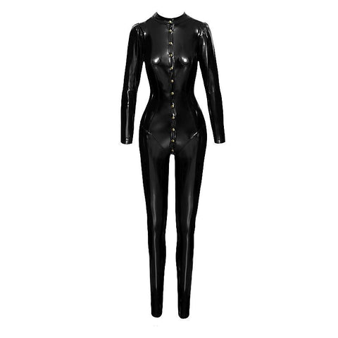 Long Button Up PVC Overall Women Dress by Noir Handmade
