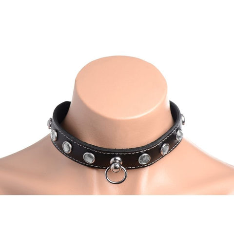 Bling Vixen Leather Choker w/ Rhinestones Collar