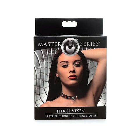 Master Series Bling Vixen Leather Choker Collar by XR Brands