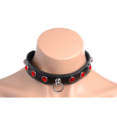 Bling Vixen Leather Choker w/ Rhinestones Collar