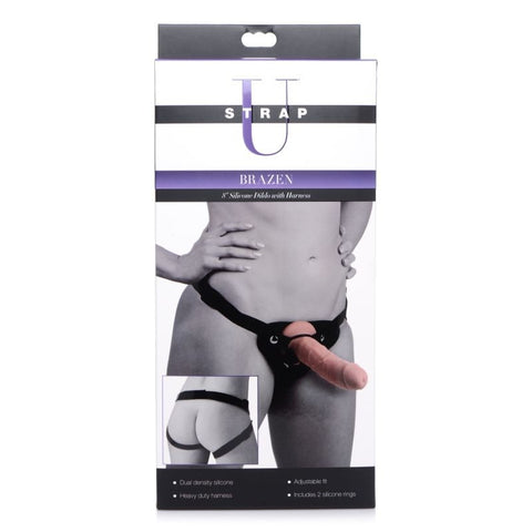 Brazen 8" Silicone Dildo w/ Harness by XR Brands