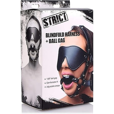 Strict Blindfold Harness With BDSM Play Ball Gag