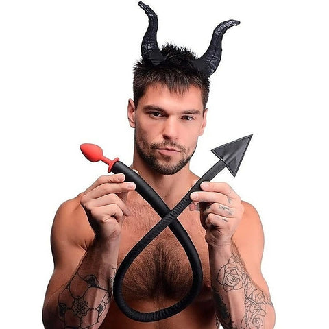 Devil Tail Anal Plug and Horn Set by XR Brands