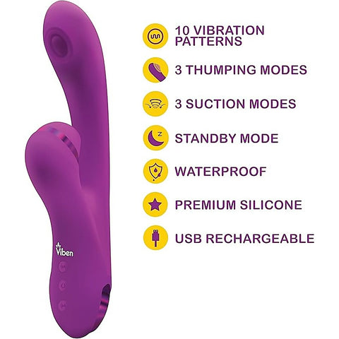 Dazzle Rechargeable Thumping Rabbit Vibrator by Viben