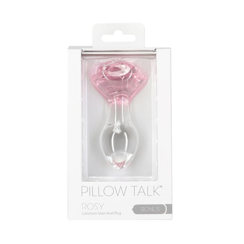 Pillow Talk Rosy Luxurious Glass Anal Plug w/ Gem